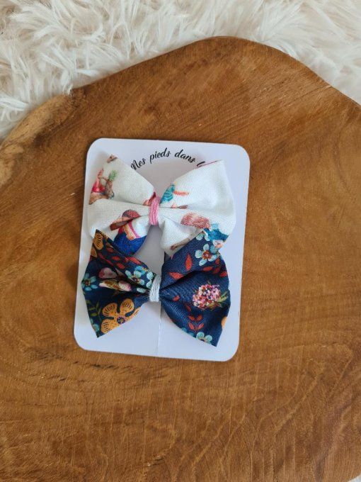 duo de barrettes noeud moyen pince crocodile