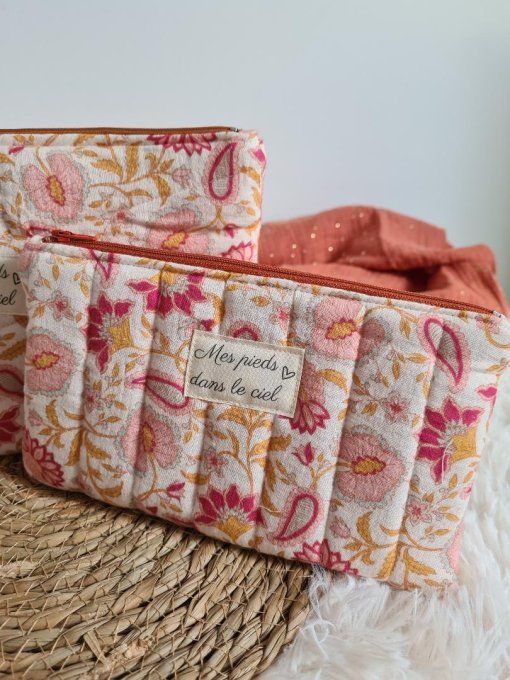 Trousse plate matelassée motif indien taille S