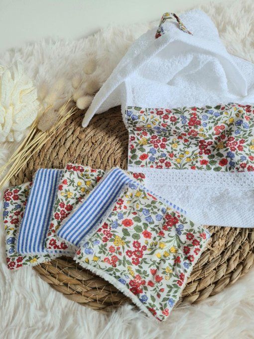 Coffret lingettes et serviette invité en Liberty