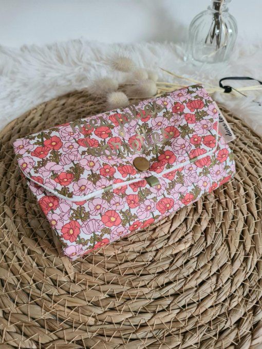 Pochette à barrettes en Liberty Charmian rose