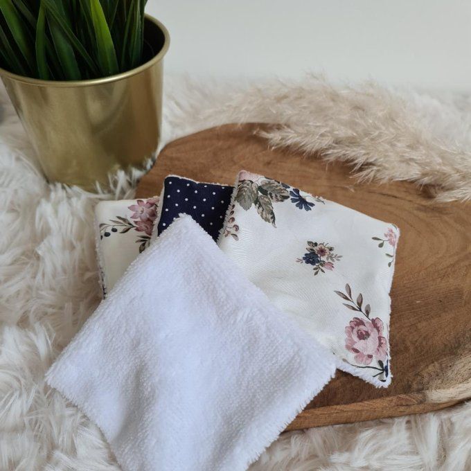 Lot de 5 lingettes lavables en Liberty Sussex et coton pois