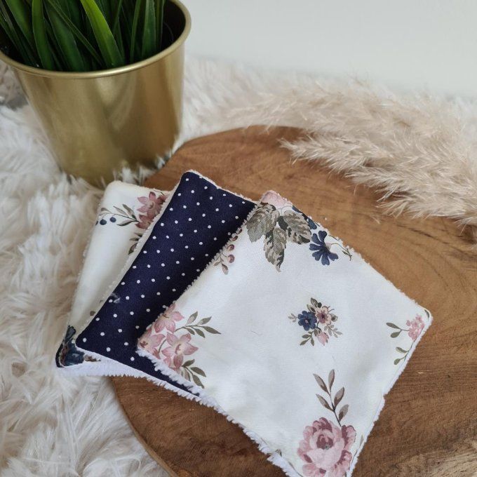 Lot de 5 lingettes lavables en Liberty Sussex et coton pois