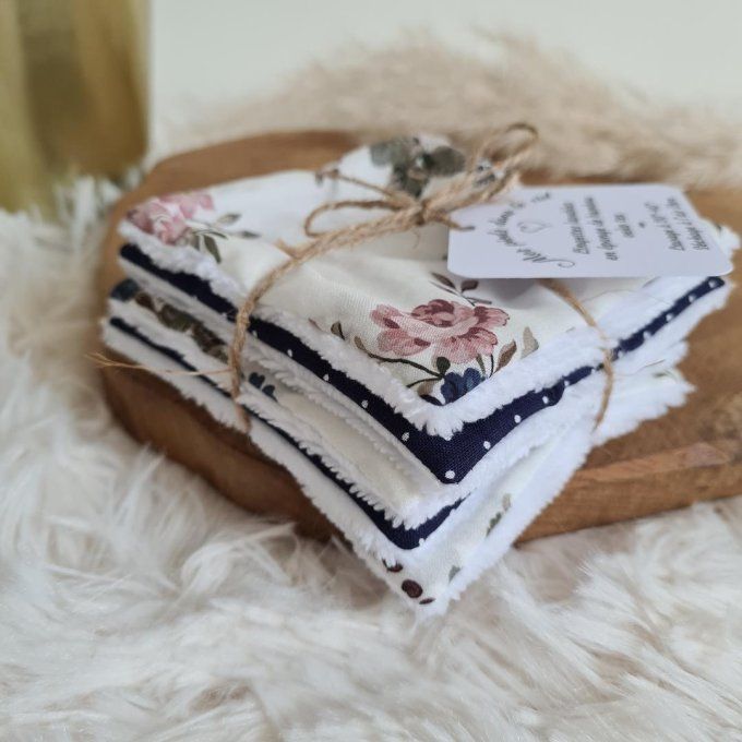 Lot de 5 lingettes lavables en Liberty Sussex et coton pois