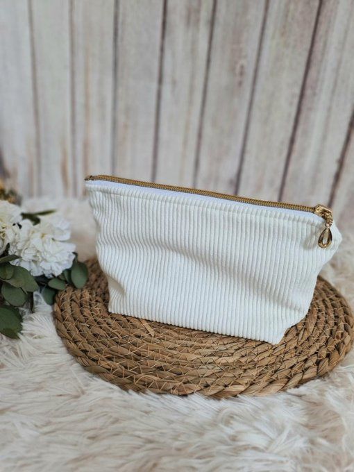 Trousse Lise en velours côtelé blanc